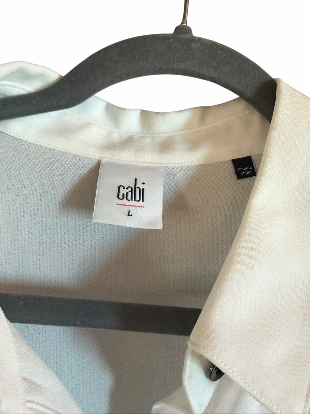 CAbi Sleeveless White Button-Down Pocket Top with Black Buttons - Picture 3 of 3